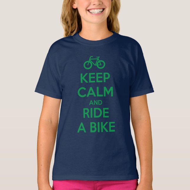 Camiseta Mantenha a Calma e Ande de Bicicleta (Frente)