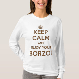 Camiseta Mantenha a calma e aprecie seu Borzoi