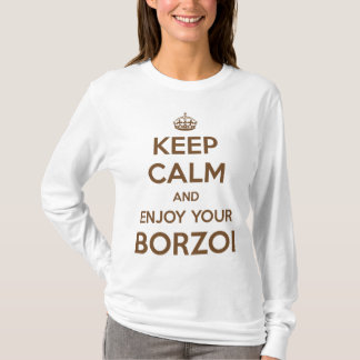 Camiseta Mantenha a calma e aprecie seu Borzoi