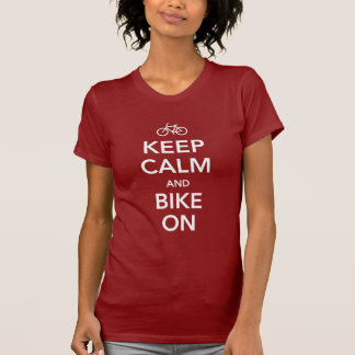 Camiseta Mantenha a calma e Bike sobre, o design branco