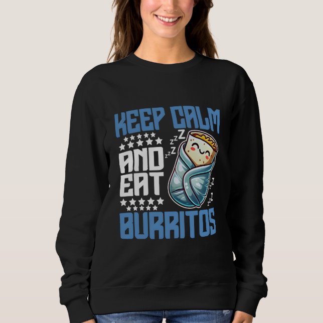Camiseta mantenha a calma e coma burritos (Frente)