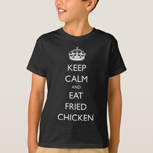 Camiseta Mantenha a Calma e Coma Frango Frito Comida Divert (Frente)