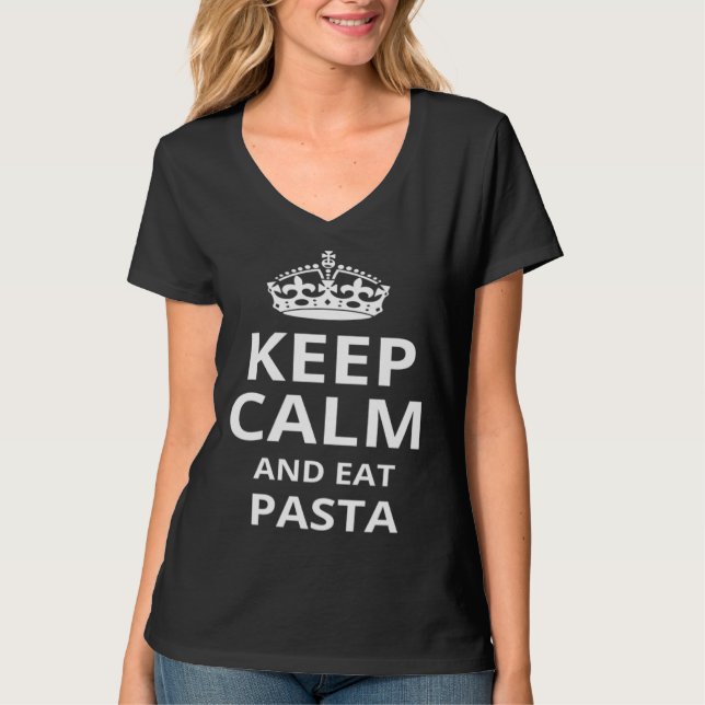 Camiseta Mantenha a Calma e Coma Massa  Massa  Frase (Frente)