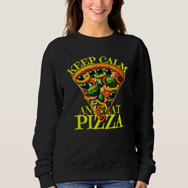 Camiseta mantenha a calma e coma pizza (Frente)