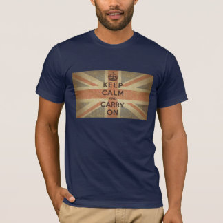 Camiseta Mantenha a calma e continue com bandeira BRITÂNICA