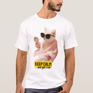 Camiseta mantenha a calma e fique rico