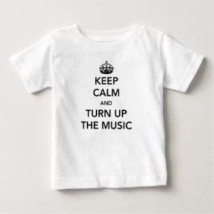Camiseta Mantenha a calma e gire-a acima da música