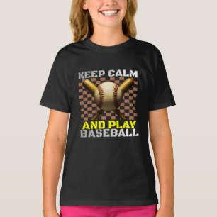 Camiseta mantenha a calma e jogue beisebol
