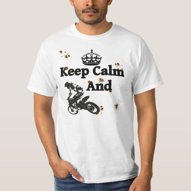 Camiseta Mantenha a calma e monte - Dirtbikes (Frente)