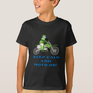 Camiseta Mantenha a calma e o Moto sobre