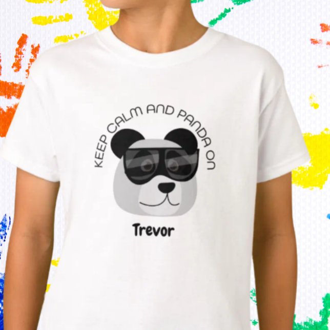 Camiseta Mantenha a Calma e o Panda Ligado (Criador carregado)