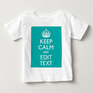 Camiseta Mantenha a calma e o seu texto em turquesa de pav