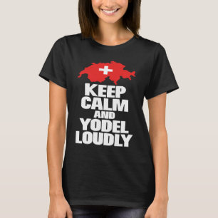 Camiseta Mantenha a calma e o yodel folclore ama novidade