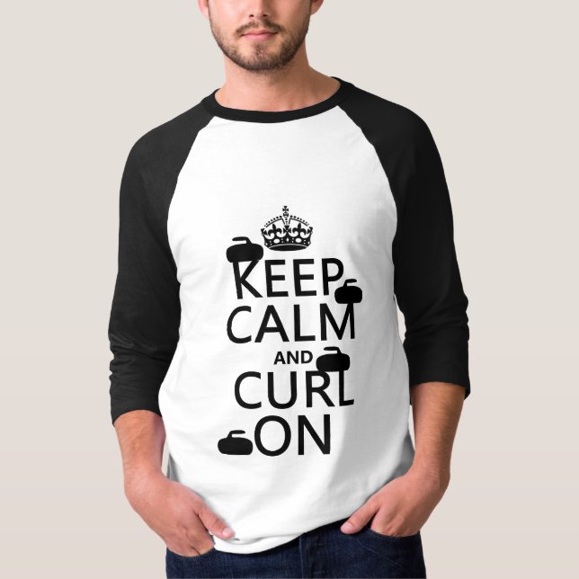 Camiseta Mantenha a calma e ondule em (alguma cor) (Frente)