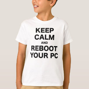 Camiseta Mantenha a calma e recarregue seu PC