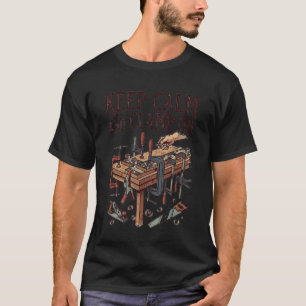 Camiseta Mantenha a Calma e Segure com a Grampo Design de F