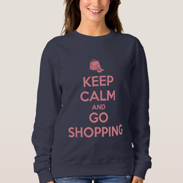 Camiseta Mantenha a Calma e Vá às Compras (Frente)