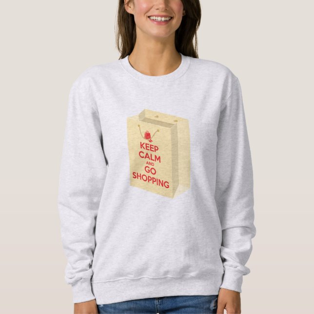 Camiseta Mantenha a Calma e Vá às Compras (saca1) (Frente)