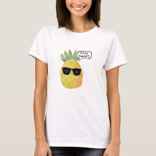 Camiseta Mantenha a diversão de animação de abacaxi doce