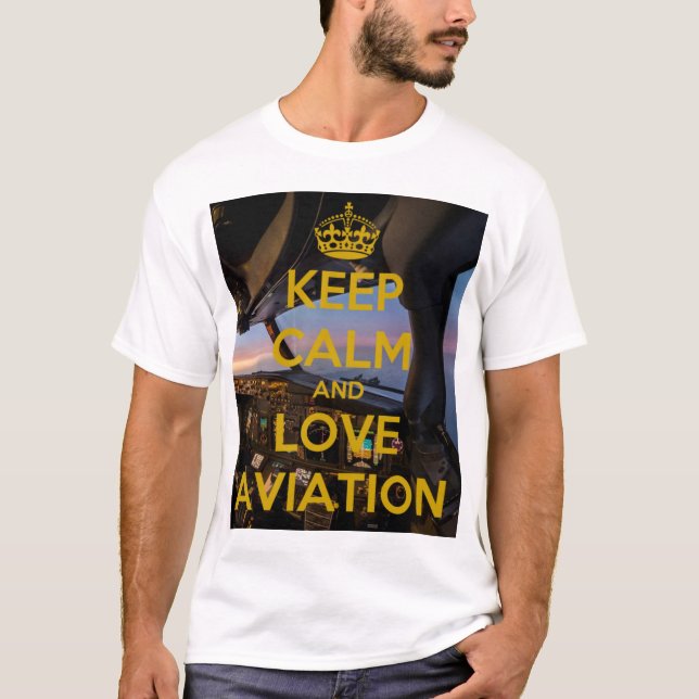 Camiseta Mantenha Calm love Aviation Club, avião-Shir branc (Frente)