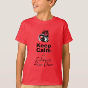 Camiseta Mantenha Calma Celebrar Crianças do Ano Ram Camise
