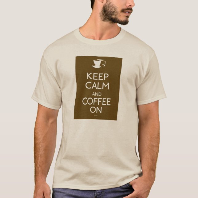Camiseta Mantenha calma e café ligados (Frente)