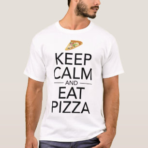 Camiseta Mantenha Calma E Coma Pizza Engraçada Comida Itali
