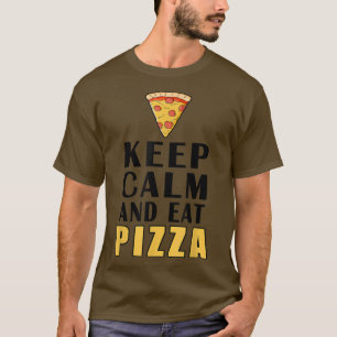 Camiseta Mantenha Calma E Coma Pizza Engraçado Camisa-T