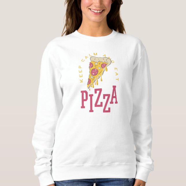 Camiseta Mantenha Calma E Coma Pizza Engraçados Comidas (Frente)