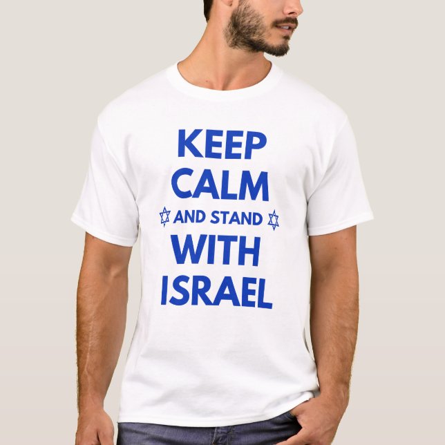 CAMISETA MANTENHA CALMA E FIQUE COM ISRAEL (Frente)