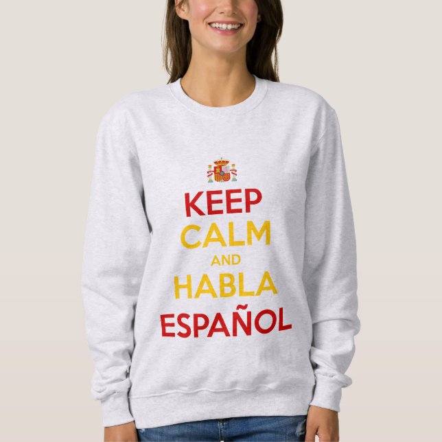 Camiseta Mantenha Calma e Habla Español (Frente)