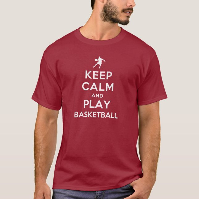 Camiseta Mantenha calma e jogue basquete (Frente)
