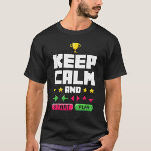 Camiseta Mantenha Calma E Vídeo Jogador Jogador Jogando Jog