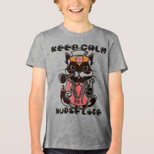 Camiseta Mantenha Calma - Gato de Enfermeiro