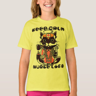 Camiseta Mantenha Calma - Gato de Enfermeiro