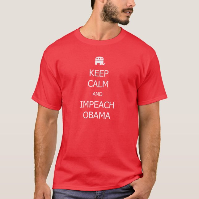 Camiseta MANTENHA CALMO e ACUSE OBAMA (Frente)