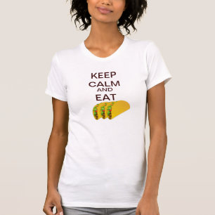 Camiseta Mantenha calmo e coma o T curto da Capa das