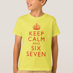Camiseta Mantenha Calmo Seis Sete Roupas de Humor Viral Mem