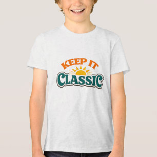 Camiseta Mantenha Clássico Tipografia Vintage Pôr do Sol Re