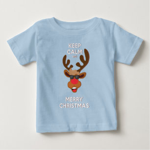 Camiseta Mantenha feriados da rena da calma e do Feliz