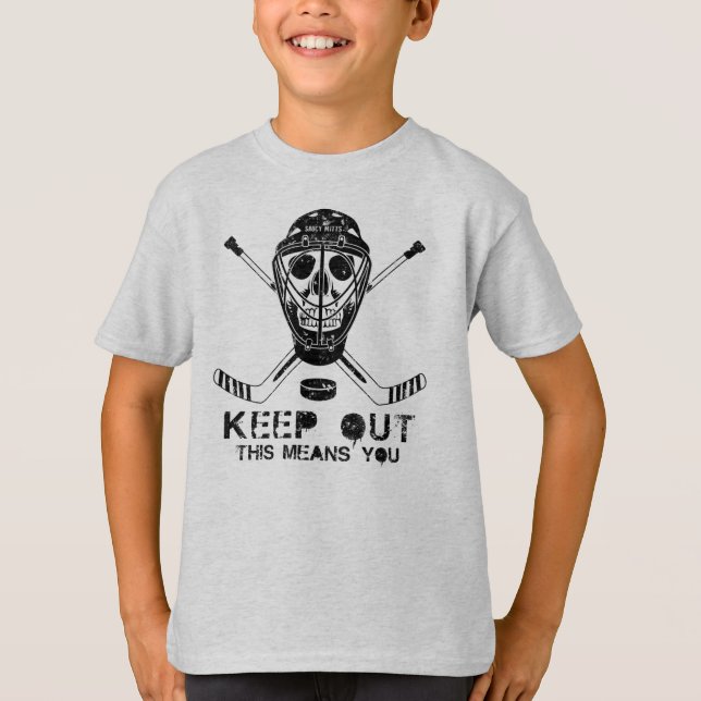Camiseta Mantenha Fora do Hockey Goalie Skull (Frente)