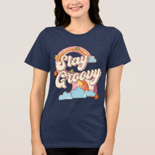 Camiseta Mantenha Groovy Retro Rainbow Flowics