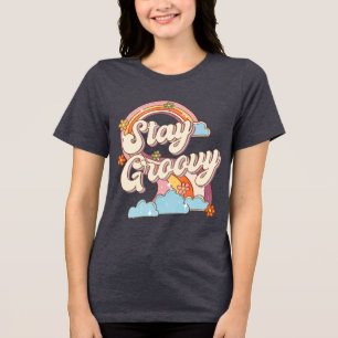 Camiseta Mantenha Groovy Retro Rainbow Flowics