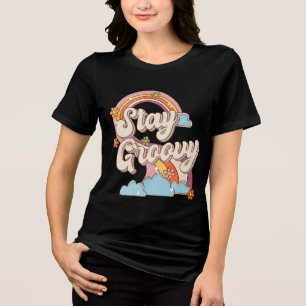 Camiseta Mantenha Groovy Retro Rainbow Flowics