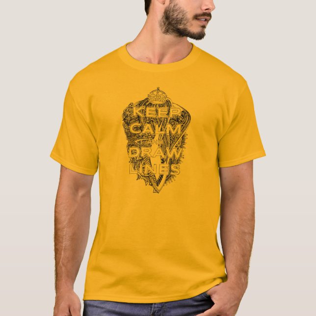 Camiseta Mantenha linhas calmas e do desenhar (Frente)