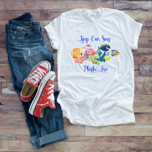 Camiseta Mantenha Nossos Mares Livres de Plástico Peixe Cor