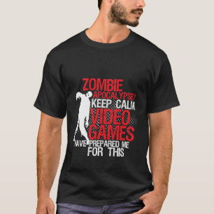 Camiseta Mantenha o apocalipse engraçado calmo do zombi do