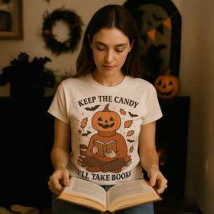 Camiseta "Mantenha o doce Eu vou pegar livros" Dia das Brux