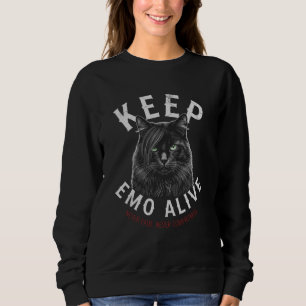 Camiseta Mantenha o Emo Vivo Gato de Olhos Verdes para Vibr