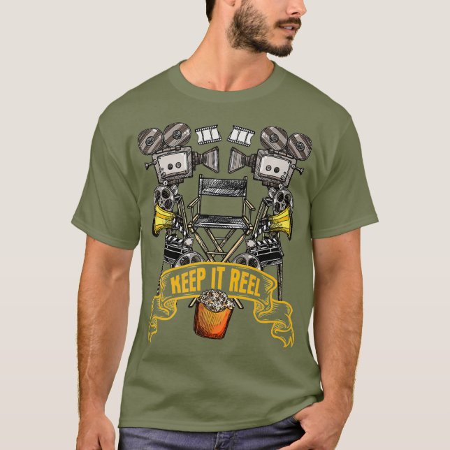 Camiseta Mantenha-o Engraçado Presente para cineastas e (Frente)